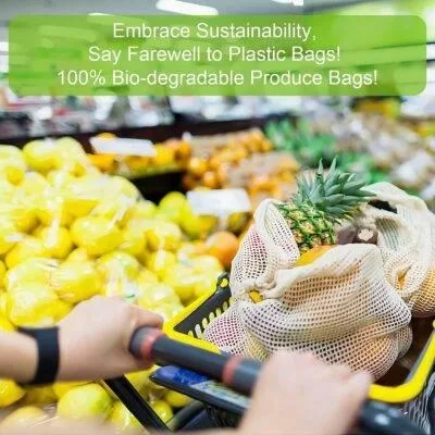 100% Organic Cotton Reusable Produce Bags Eco-Friendly bag