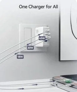 100W GaN 4 Port PD QC Wall Charger for MacBook Xiaomi Samsung