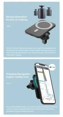 15W MagSafe Car Charger Mount iPhone Holder Black