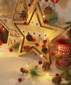 2M 20LED LED Light Red Berry Pinecone String Lights Garland Lights