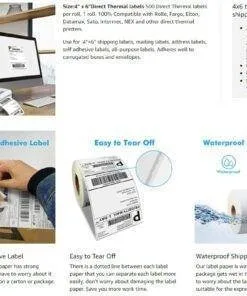 350PCs 150mm x 10mm (4×6) Thermal Transfer Courier Label Permanent Adhesive