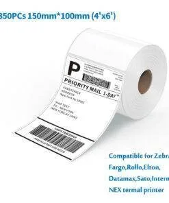 350PCs 150mm x 10mm (4×6) Thermal Transfer Courier Label Permanent Adhesive