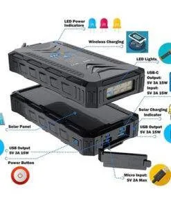 36000mAh Heavy Duty Solar Wireless Charging Power Bank