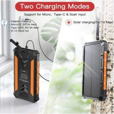 36000mAh Heavy Duty Solar Wireless Charging Power Bank