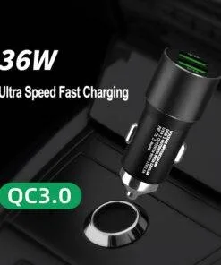 36w Ultra-Fast Dual QC USB-C Type-C Car Charger