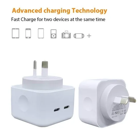 40W Dual USB-C Type-C PD Wall Charger Adapter for iPhone Samsung