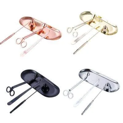 4PCs Stainless Steel Luxury Candle Wick Trimmer Wick Candle Snuffer Plate Tool Set