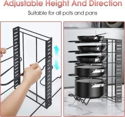Adjustable 8 Tier Pan and Pot Lid Holder Rack