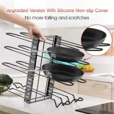 Adjustable 8 Tier Pan and Pot Lid Holder Rack
