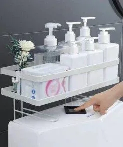 Bathroom Toilet Tank Shelf No-Punch Iron Rack