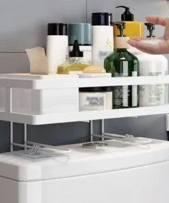 Bathroom Toilet Tank Shelf No-Punch Iron Rack