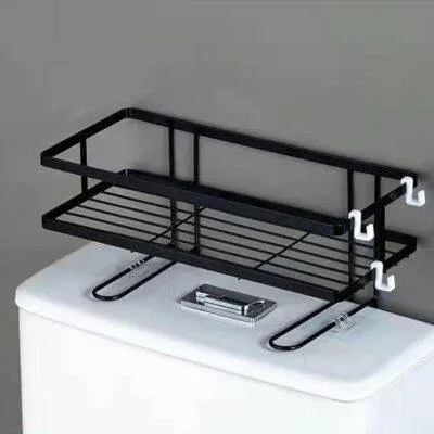 Bathroom Toilet Tank Shelf No-Punch Iron Rack