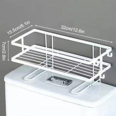 Bathroom Toilet Tank Shelf No-Punch Iron Rack