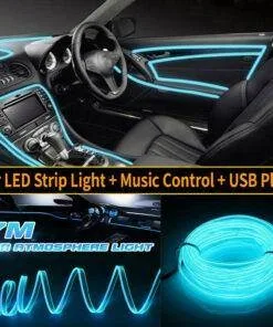 Car Interior Music Flashing EL LED Atmosphere Neon Strip 7M