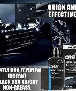 Car Interior Plastic Leather Restorer Cream + Sponge Set