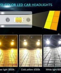 9005 HB3 LED Headlight bulbs adjustable colour 3000/4300/6000k low/high beam