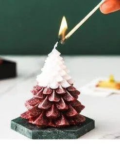 Elegant Tree Pine Tree Fragrance Scented Candle with Marble Coaster