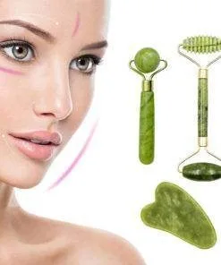 3PCs Jade Facial Roller Massager Facial Skin Care Tool