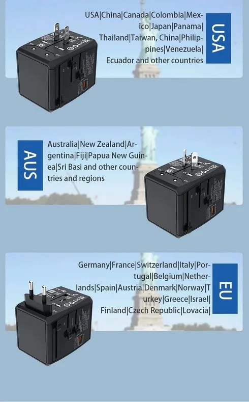 Universal GaN Travel Adapter PD Type-C 65W for MacBook laptop