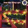 10M Solar Vine Leaf Fairy String Lights for Wedding Party Garden Outdoor Wall Fence Lamps Decoration
