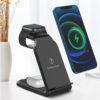 3 in 1 Wireless Charger Stand iPhone 12 Apple Watch AirPods Pro Android Black FREE SHIP