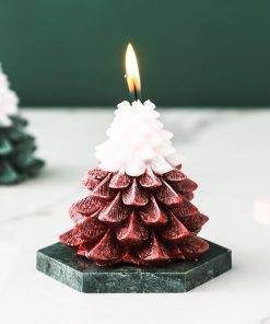 Elegant Tree Pine Tree Fragrance Scented Candle with Marble Coaster