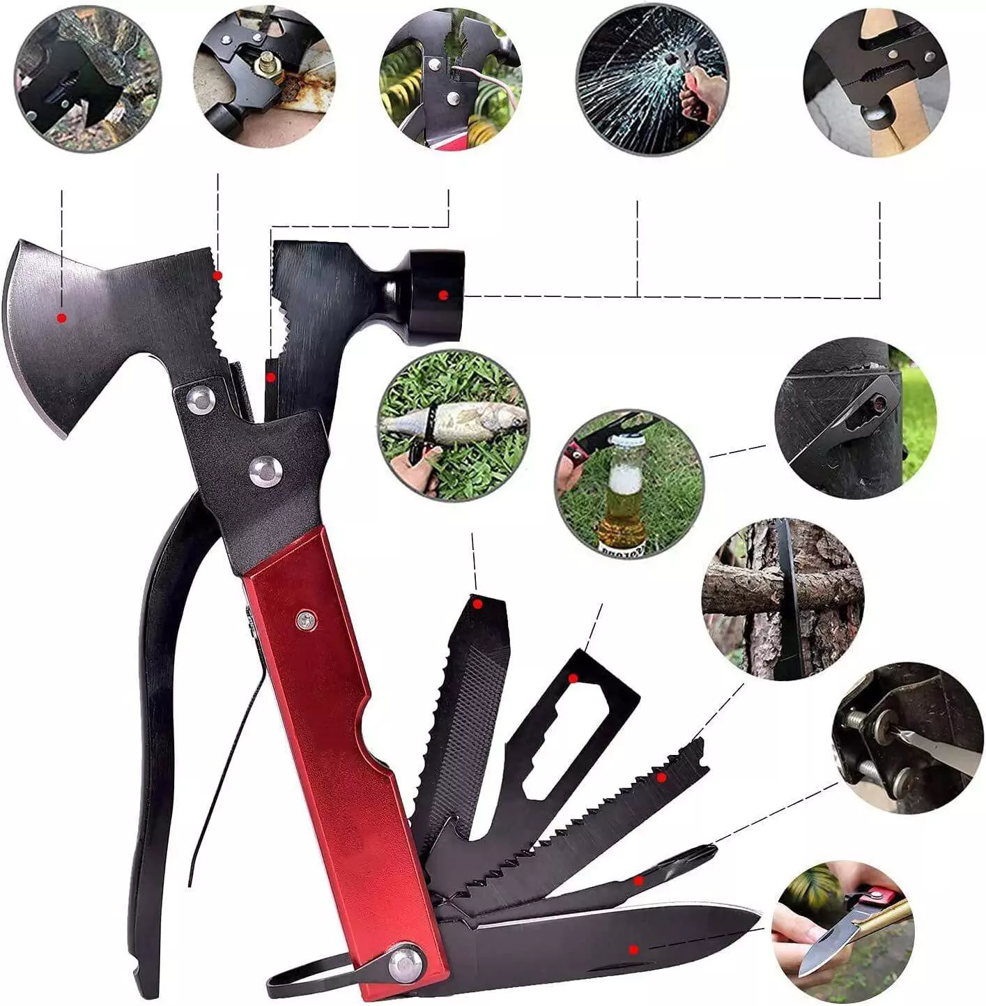14-in-1 Multifunctional Axe Survival Gear Kit for Outdoor Camping, Hiking,  and Emergency Situations