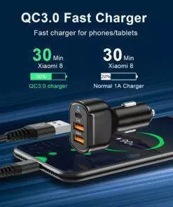 30w Fast Charging 3 Port Type-C PD USB Car Charger