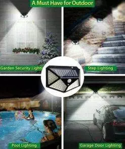 100 LED Solar Power PIR Motion Sensor Wall Light