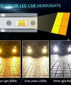 9005 HB3 LED Headlight bulbs adjustable colour 3000/4300/6000k low/high beam