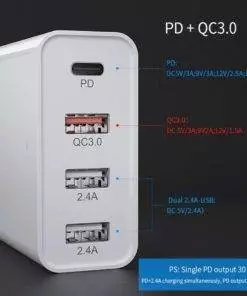 48W 4 Ports PD QC Type-C USB Wall Charger