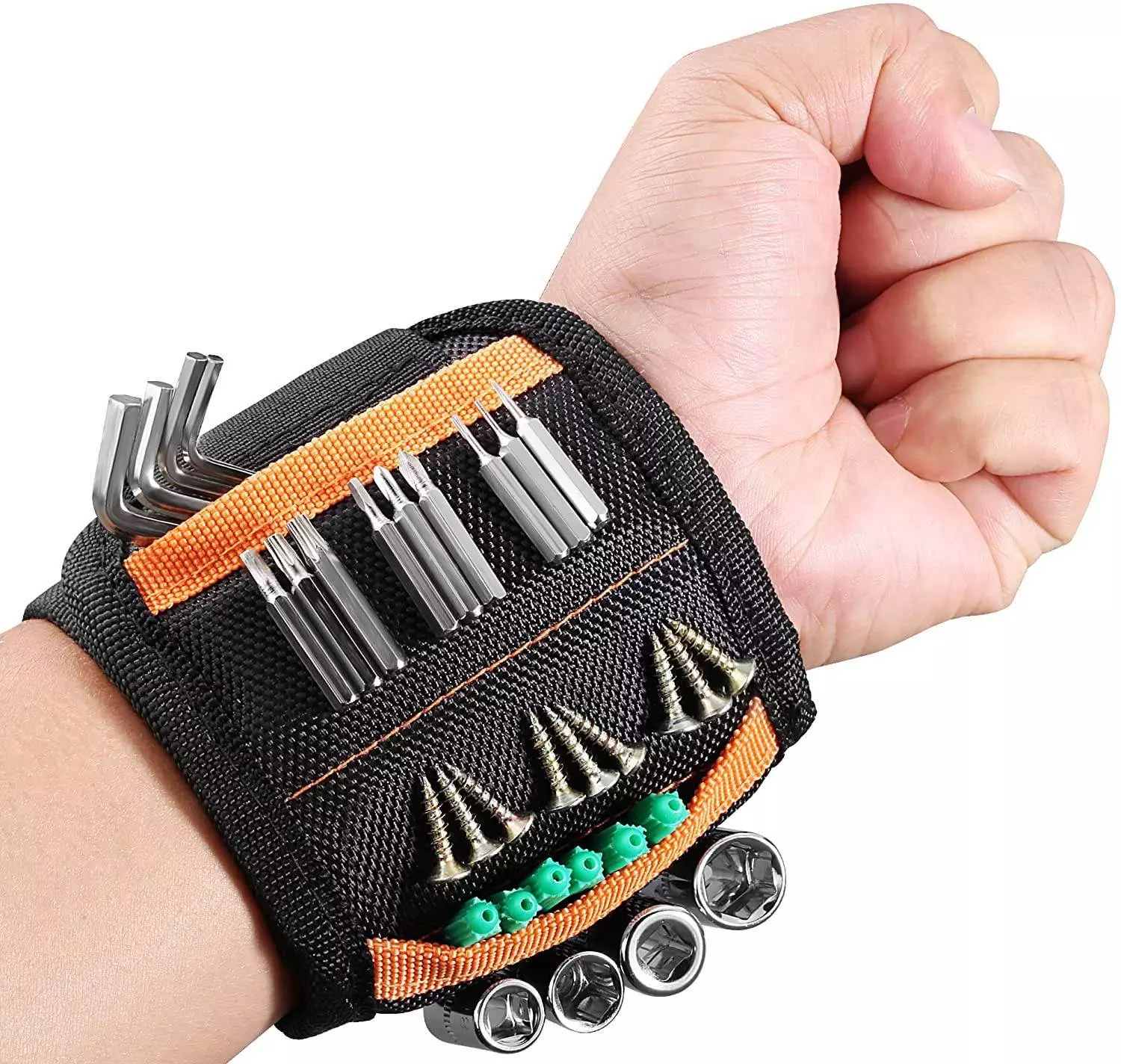 Upgraded Magnetic Wristband for Holding Screws, Nails, Drill Bits and Small Tools, Best Gifts for Dad/Father, Husband and Boyfriend, Tool Belt
