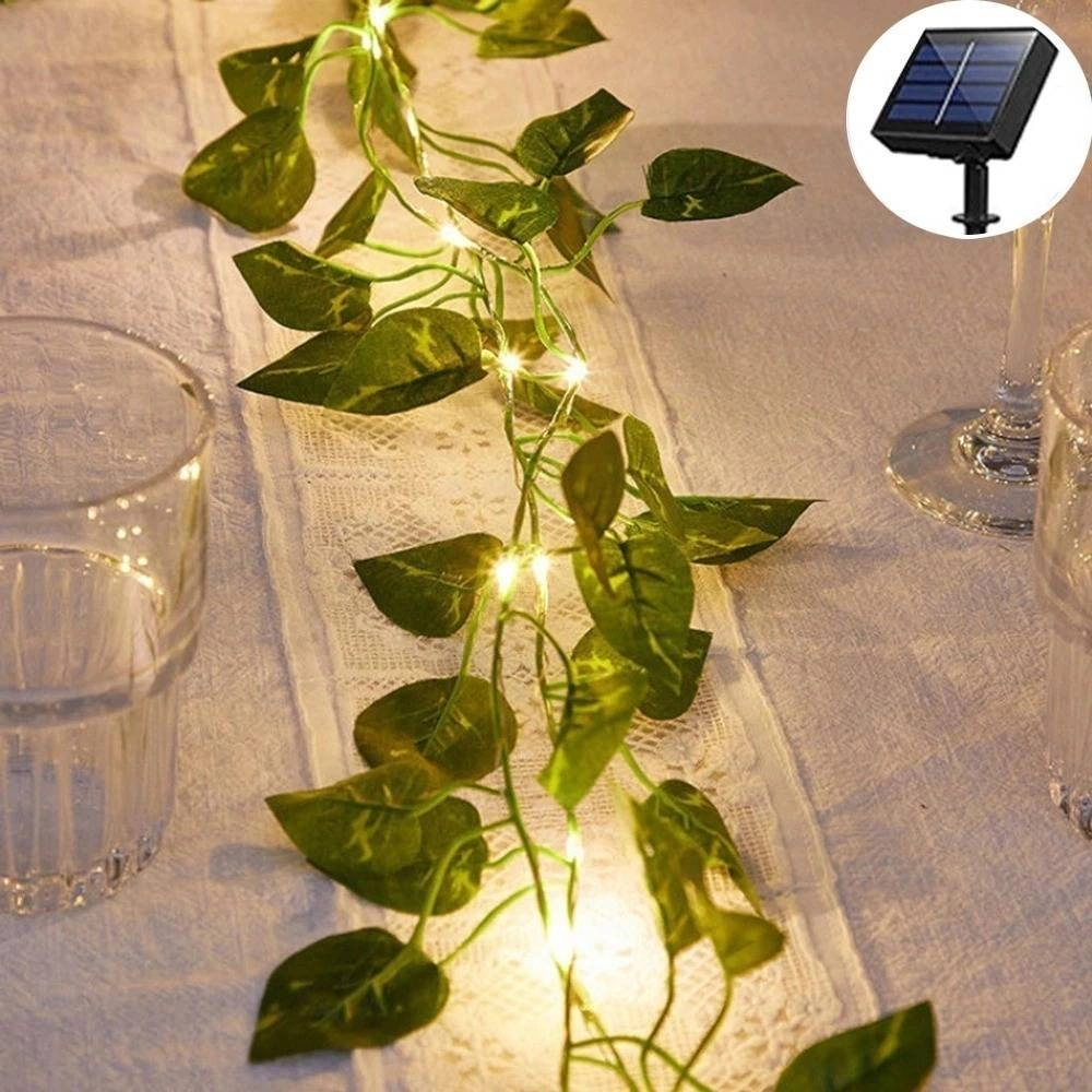 10M Solar Vine Leaf Fairy Garden String Lights