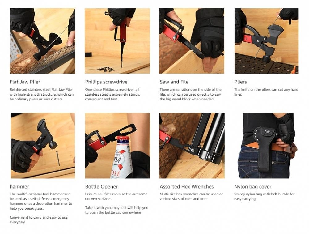 18-in-1 EDC Multi-Tool Axe Hammer Survival Knife Kit