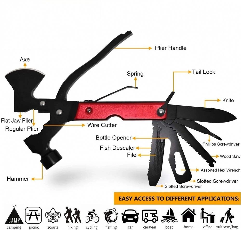 18-in-1 EDC Multi-Tool Axe Hammer Survival Knife Kit