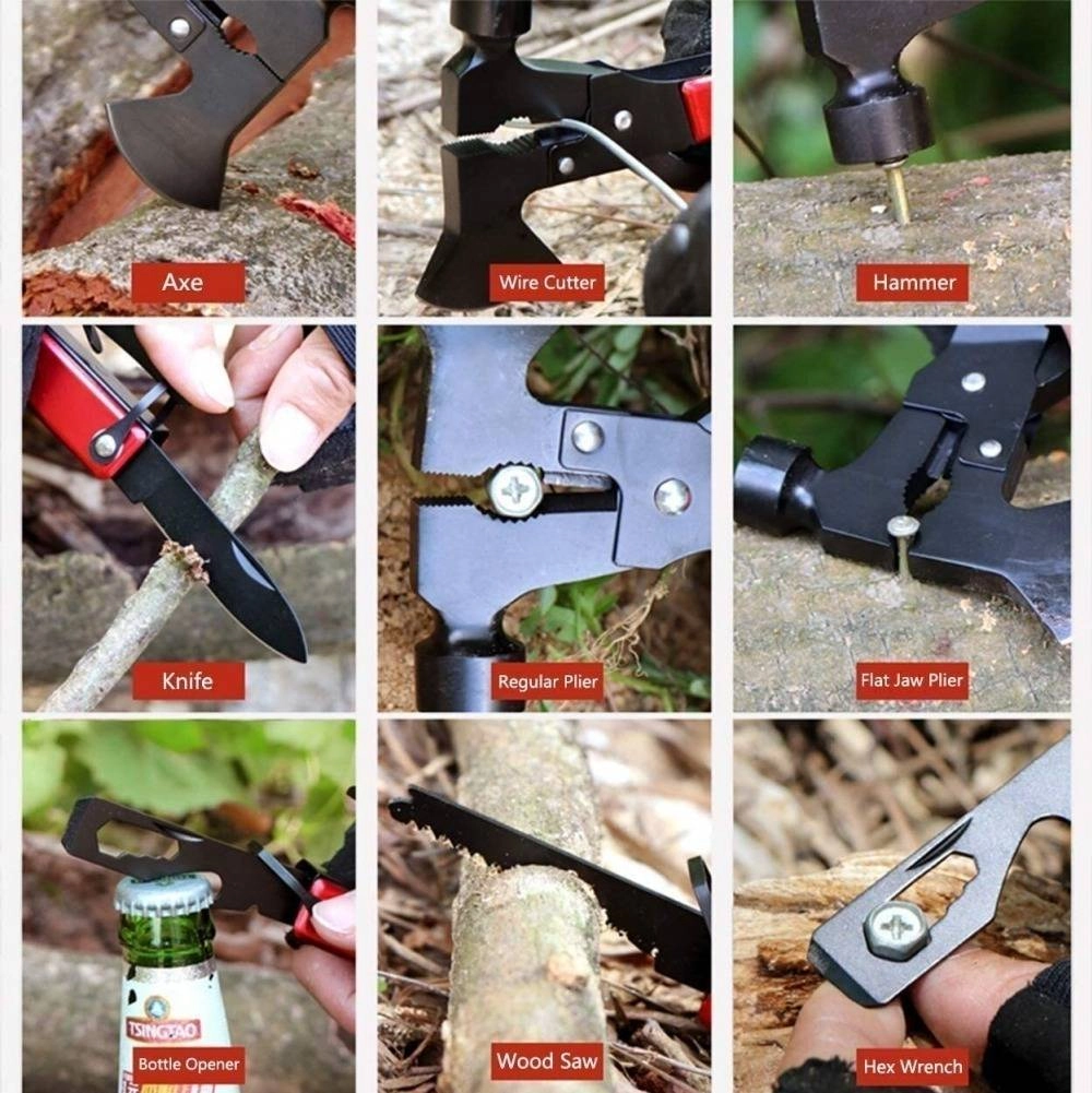 18-in-1 EDC Multi-Tool Axe Hammer Survival Knife Kit