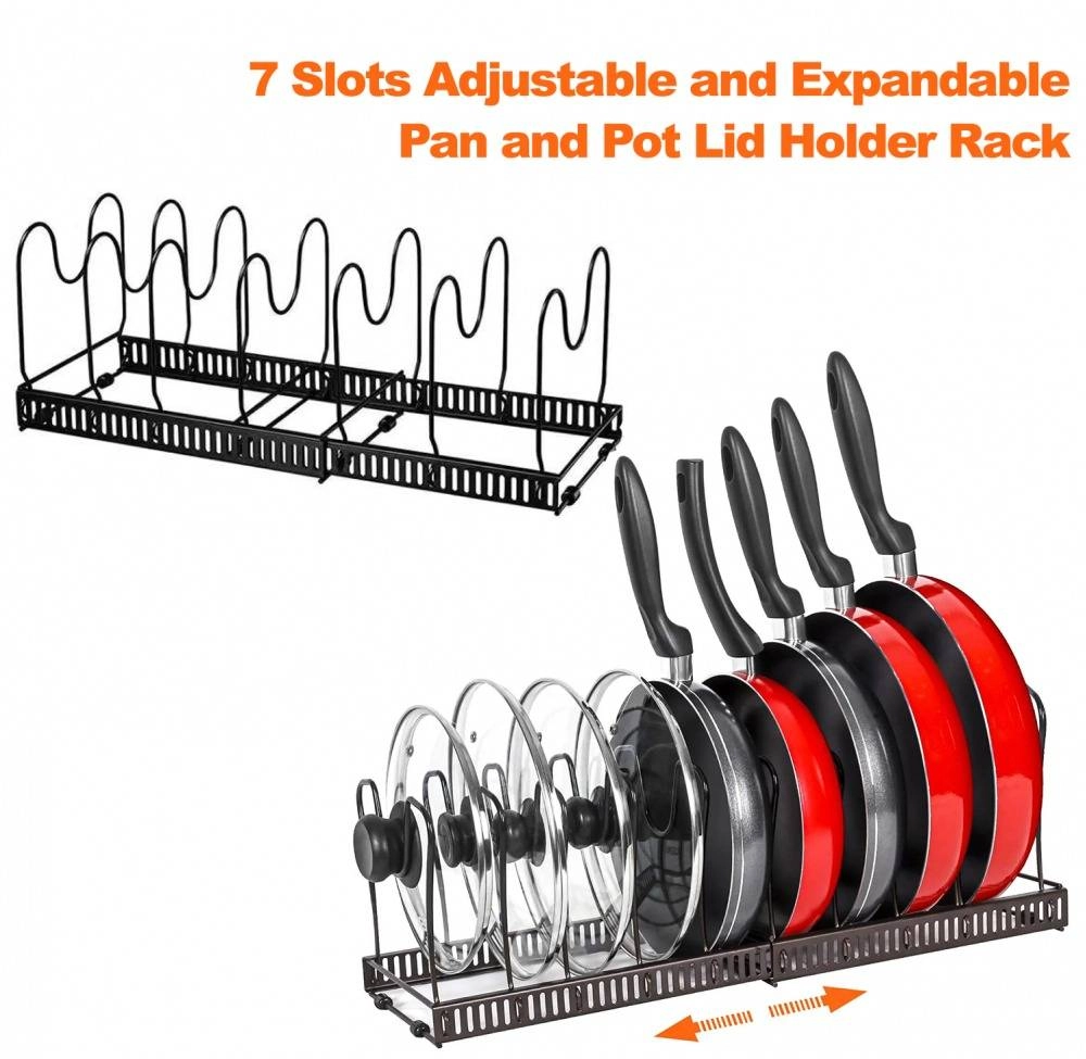 Expandable Pan and Pot Lid Holder Rack