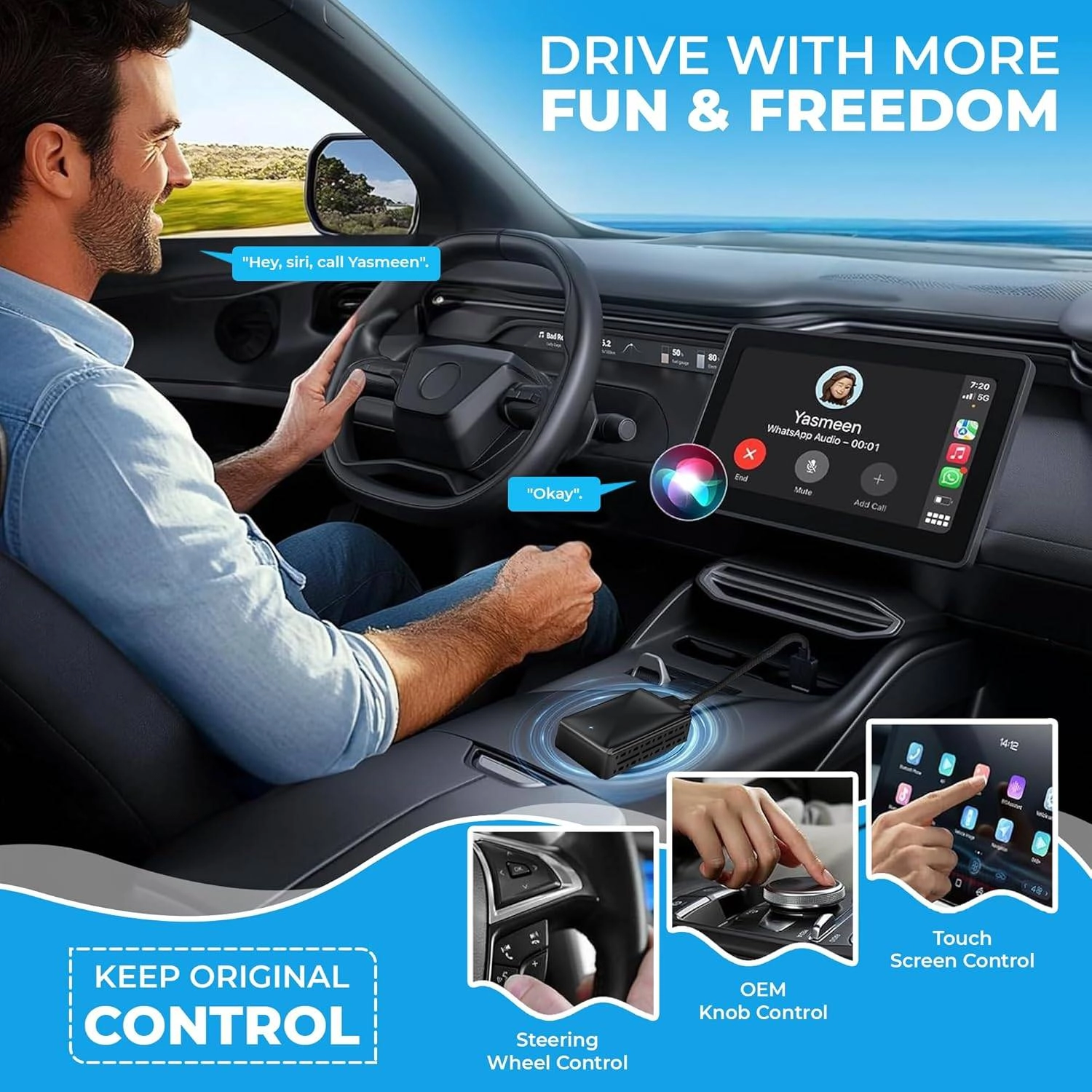 2 in 1 Wireless CarPlay Adapter Android Auto Dongle