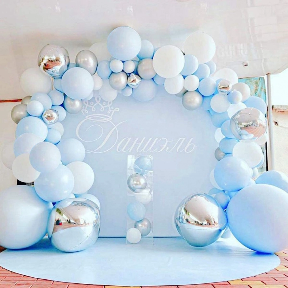 141PCS Party Balloon Blue Silver Balloon Garland Arch Kit