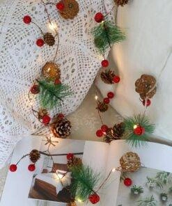 2M 20LED LED Light Red Berry Pinecone String Lights Garland Lights