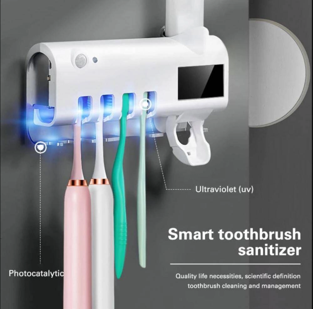 Solar Energy UV Toothbrush Disinfectant No need to Charge Brush Cleaning Storage Bathroom Toothpaste Dispenser Holder Sanitizer