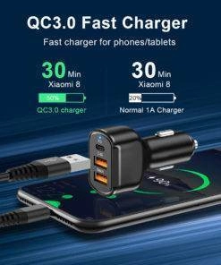 30w Fast Charging 3 Port Type-C PD USB Car Charger