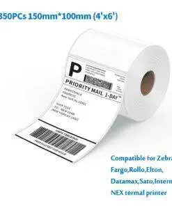 350PCs 150mm x 10mm (4×6) Thermal Transfer Courier Label Permanent Adhesive