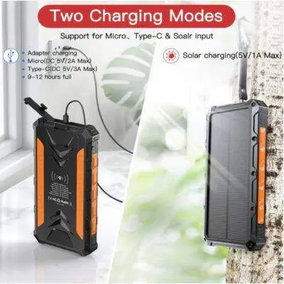 36000mAh Heavy Duty Solar Wireless Charging Power Bank