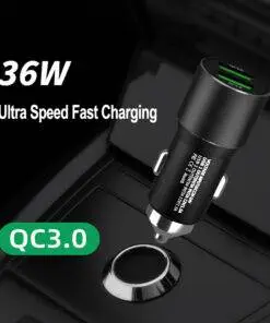 36w Ultra-Fast Dual QC USB-C Type-C Car Charger