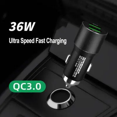 36w Ultra-Fast Dual QC USB-C Type-C Car Charger