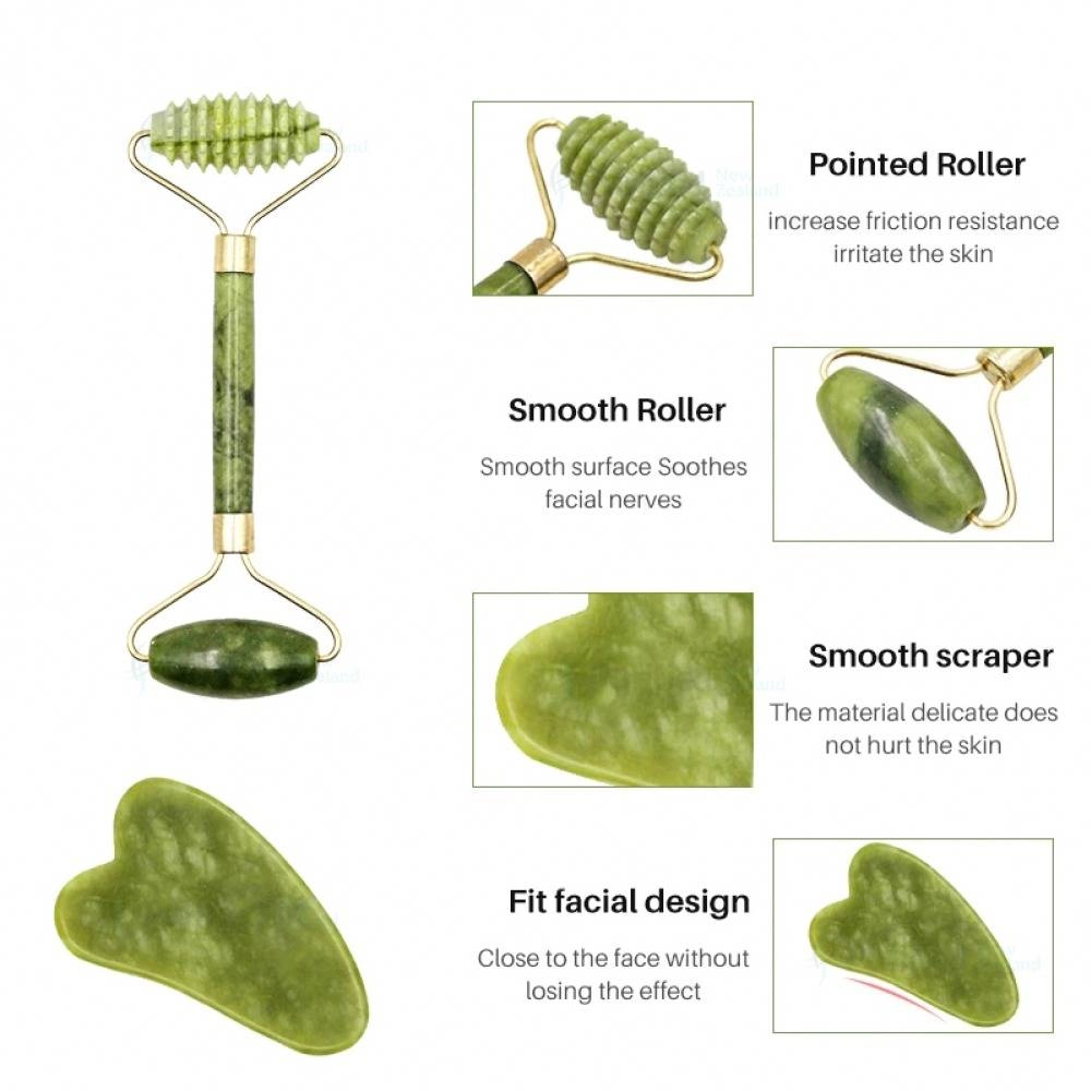 3PCs Jade Facial Roller Massager Facial Skin Care Tool