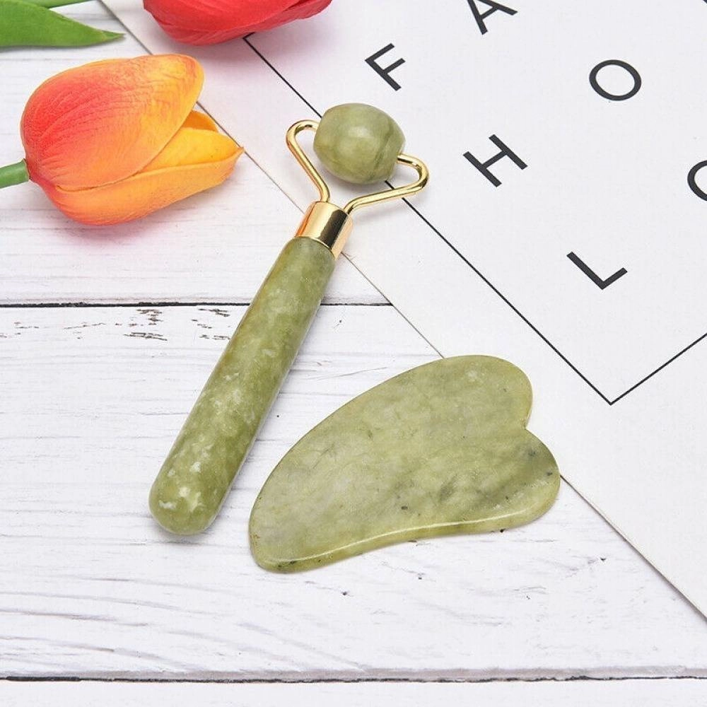 3PCs Jade Facial Roller Massager Facial Skin Care Tool