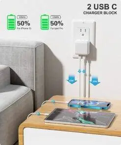 40W Dual USB-C Type-C PD Wall Charger Adapter for iPhone Samsung