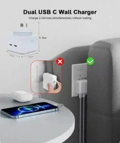 40W Dual USB-C Type-C PD Wall Charger Adapter for iPhone Samsung